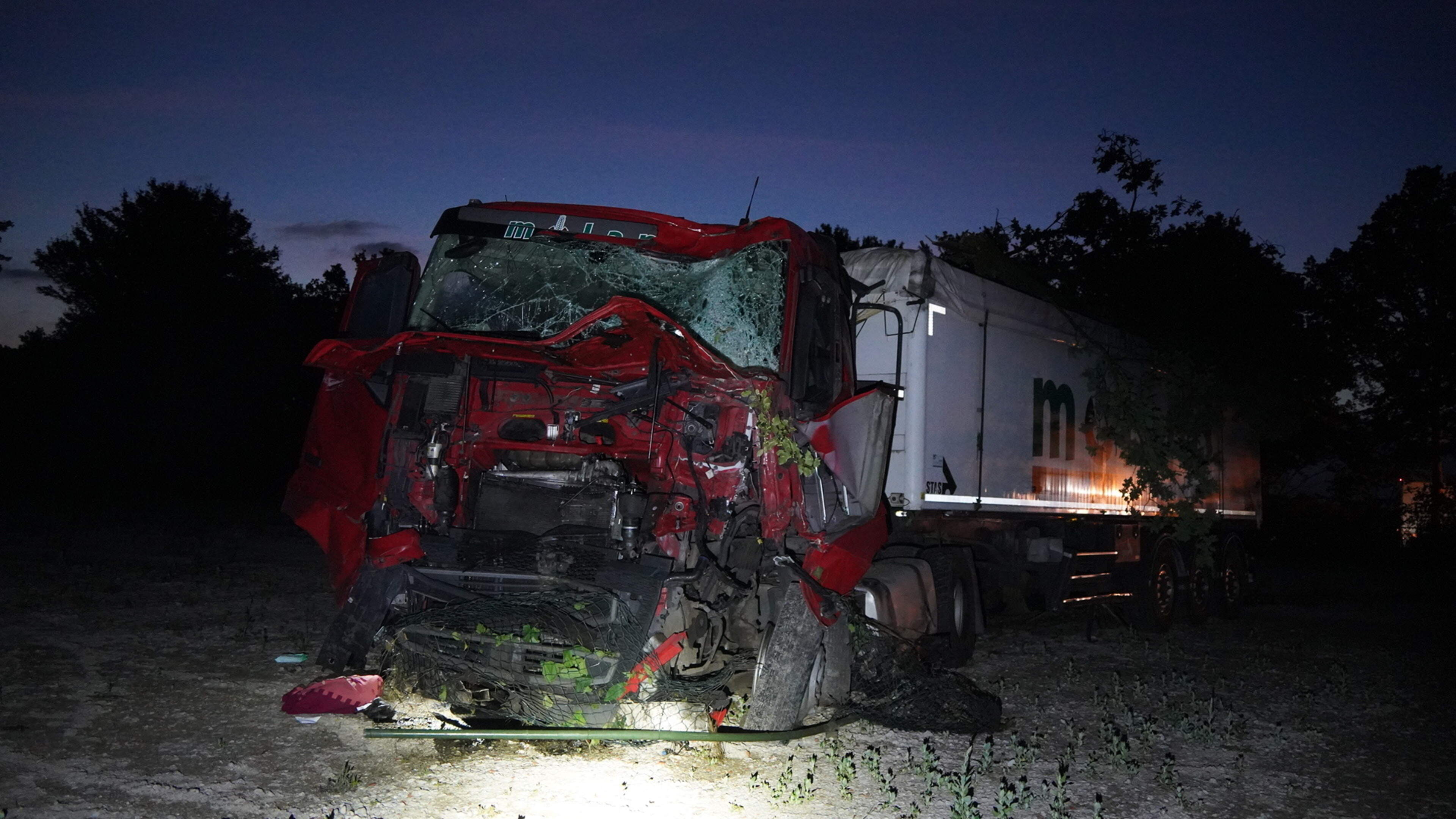 Vrachtwagen raakt meerdere bomen en komt 200 meter verderop tot stilstand in Horst