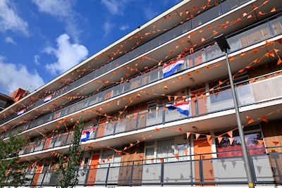 Deze flat is het hele jaar oranje, maar voor Frank is dat niet genoeg en dus doet hij dit