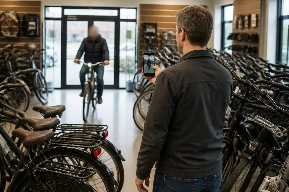 Zus herkent man die bij proefrit fiets stal bij Vossebeld