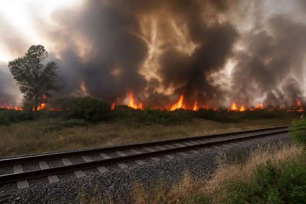 Zeer grote brand bij natuurgebied De Rosmolen in Oostrum, treinverkeer stilgelegd