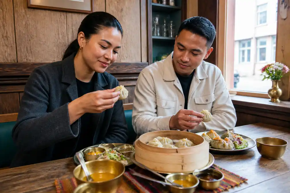 Foodexpert Nana en Culy's Melvin proeven Nepalese momo's in oudste houten horecapand