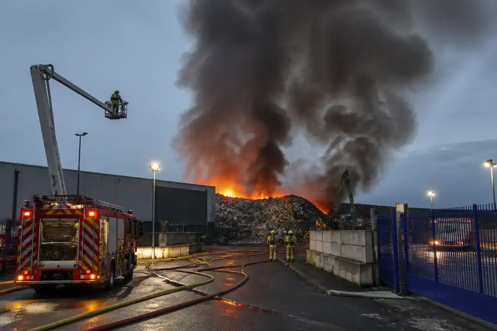 Brand in bouwafval bij recyclingbedrijf Rotterdam leidt tot NL-Alert