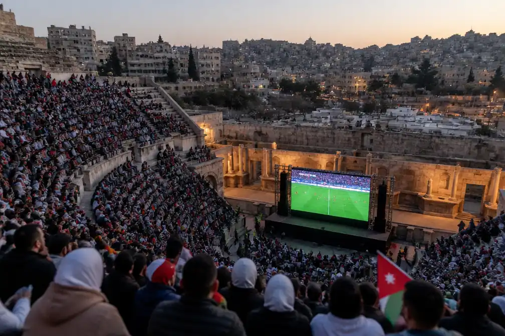 Jordanië loopt uit voor WK-duel in Romeins amfitheater bij zonsopgang