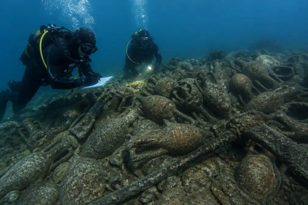 Romeins scheepswrak met honderden amforen ontdekt voor kust Sicilië