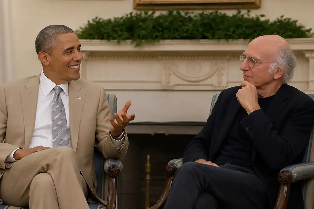 Obama neemt in sketch met Larry David pak uit 2014 op de hak