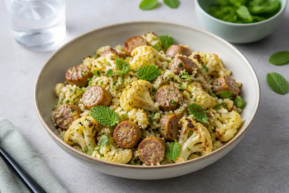 Couscoussalade met bloemkool en chipolata in Wat Eten We Vandaag