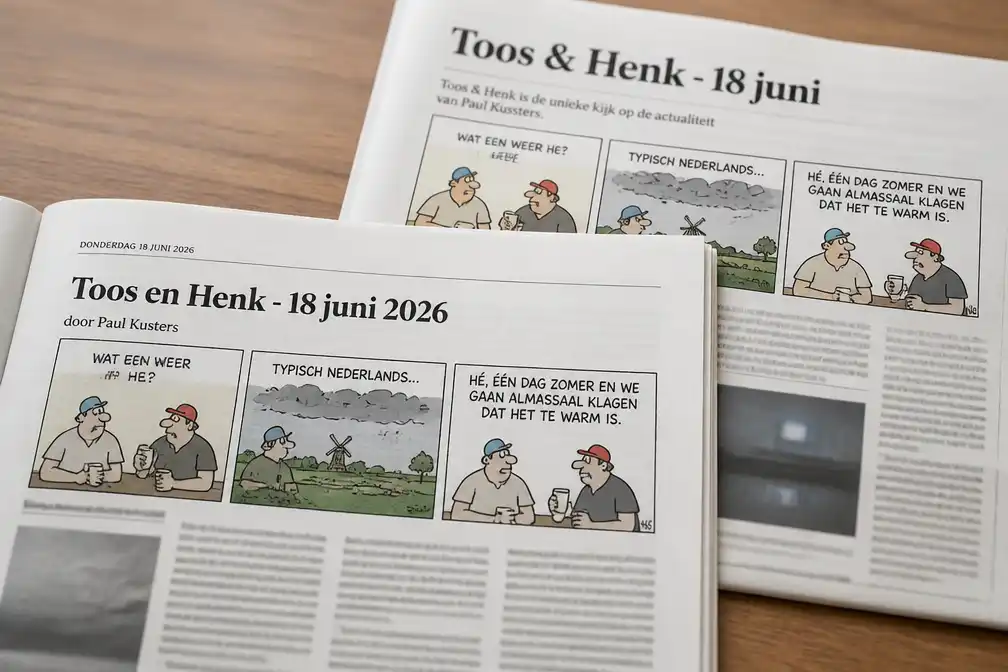 Dagelijkse cartoon 'Toos en Henk' in twee kranten
