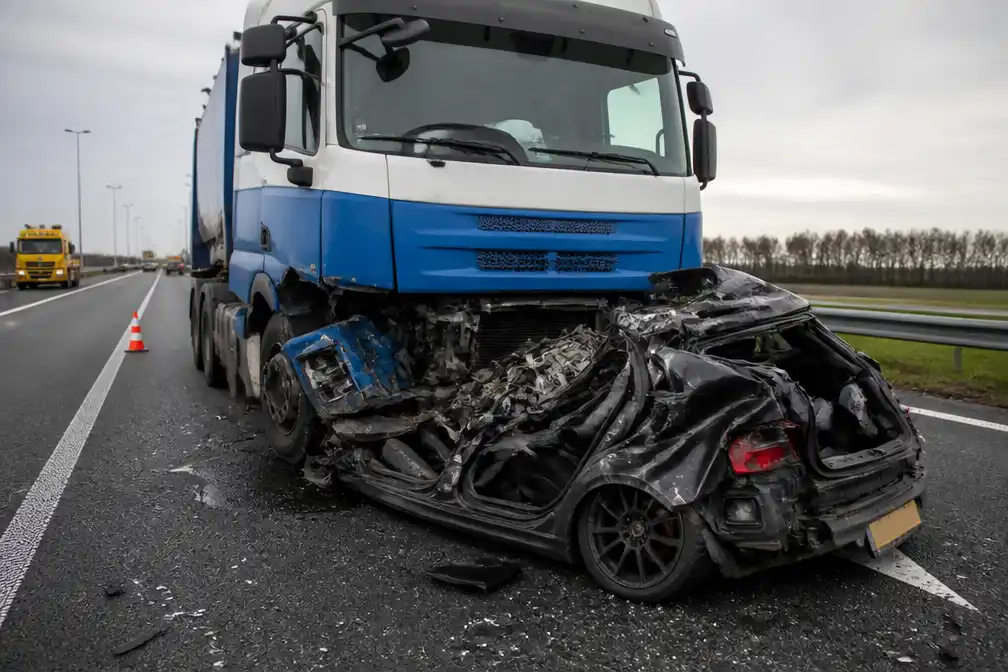 Bestuurder overleeft wonder boven wonder na auto verpletterd door truck op A15