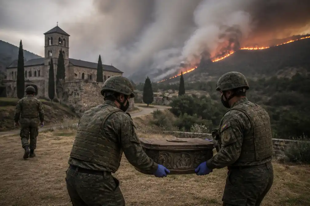 Natuurbrand dwingt tot evacuatie stoffelijke resten middeleeuwse koningen in Spanje