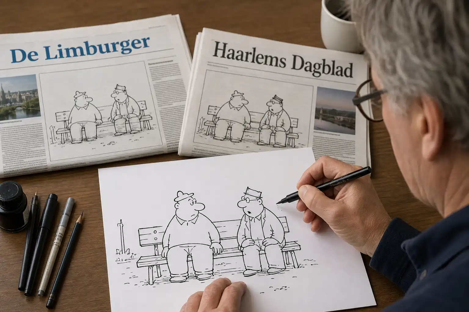 Cartoon 'Toos en Henk' van Paul Kusters op 19 juni in twee kranten