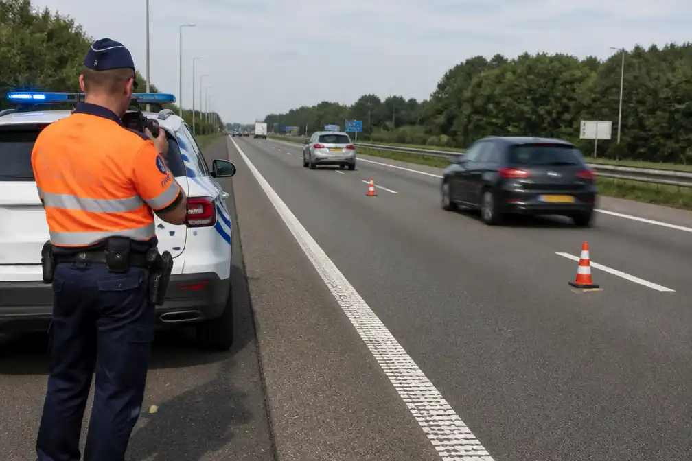 Wegpolitie haalt bumperklevers van E40 en toont veilige afstand bij 120 km/u