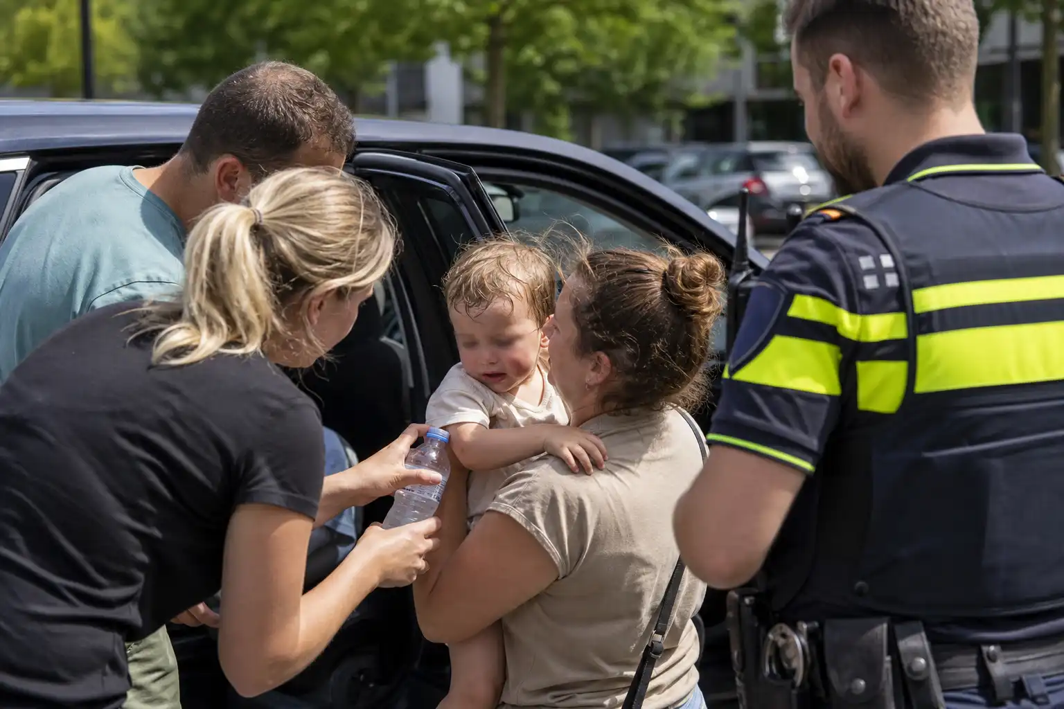 Omstanders bevrijden peuter uit oververhitte auto in Krimpen aan den IJssel