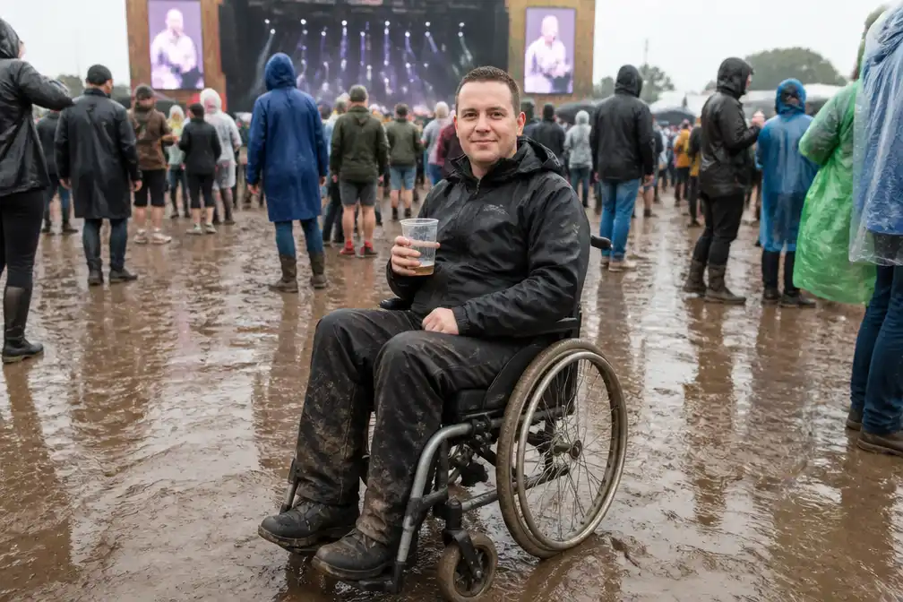 Kevin Devette (30) trotseert regen en modder op Land of Love in Torhout