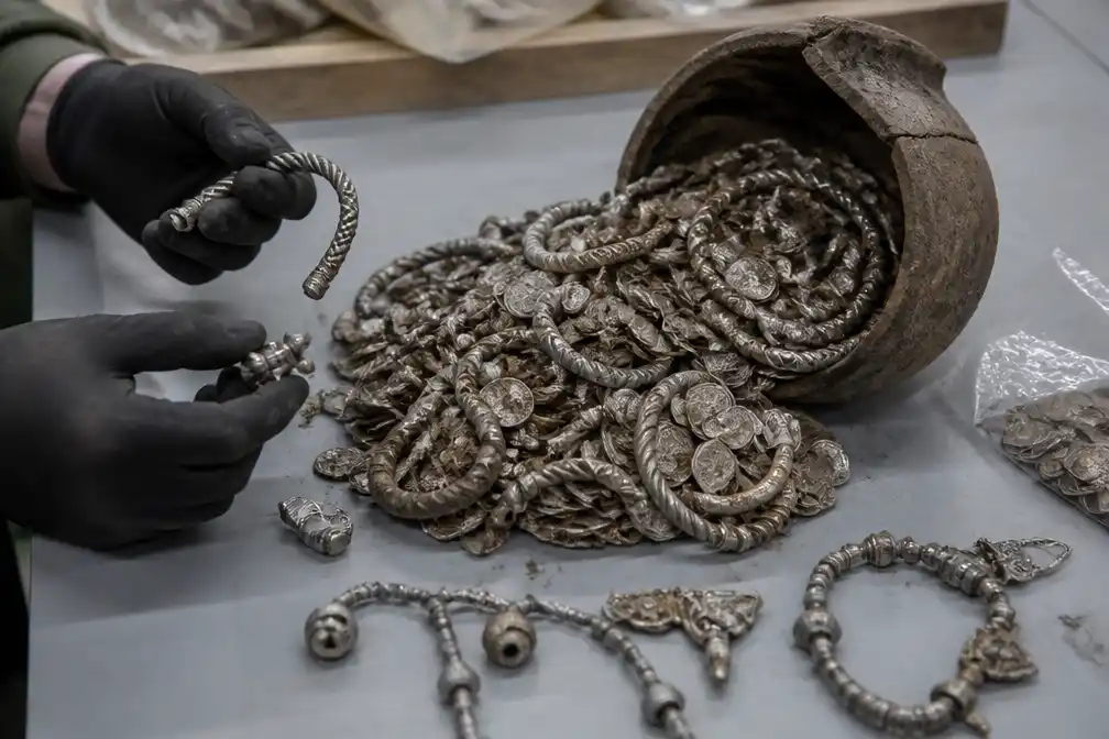 Deense man vindt grootste bekende Viking-zilverschat bij aanleggen terras