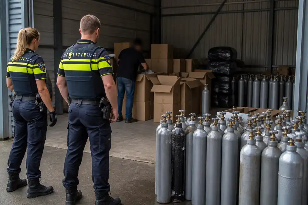 Politie neemt bijna vijfduizend lachgasflessen in beslag in Poortugaal