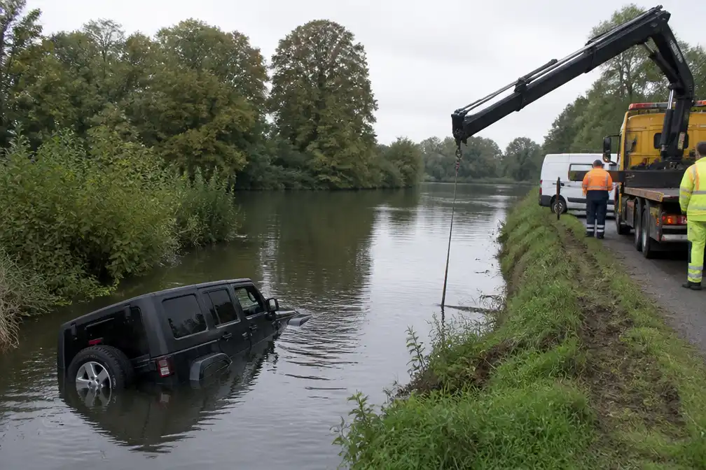 Jeep belandt in Schelde in Eine nadat bestuurder in slaap valt