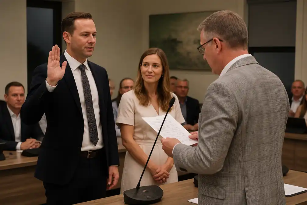 Thijs Cousaert legt eed af als burgemeester van Kluisbergen