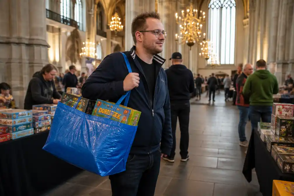 Twan Alfrink verlaat spellenbeurs Noorderspel in Groningen met vijf spellen