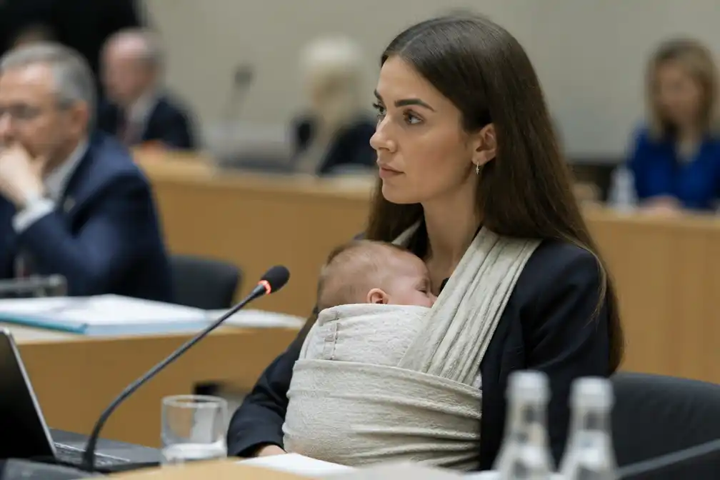 Zweedse minister neemt baby mee naar EU-milieuvergadering