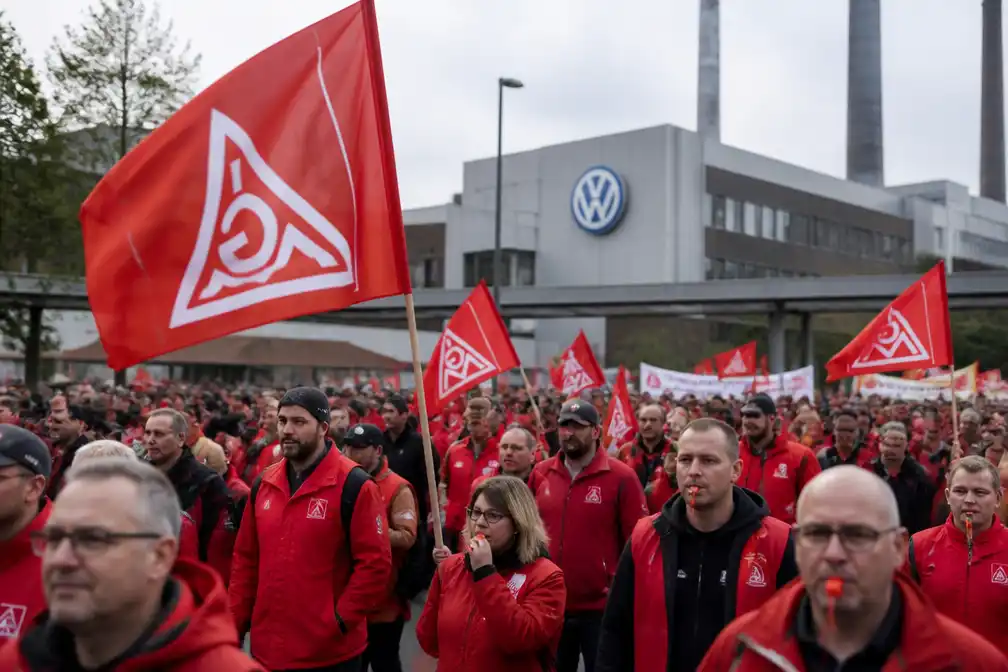 Duitse autowerknemers protesteren op ruim 280 locaties voor behoud van banen