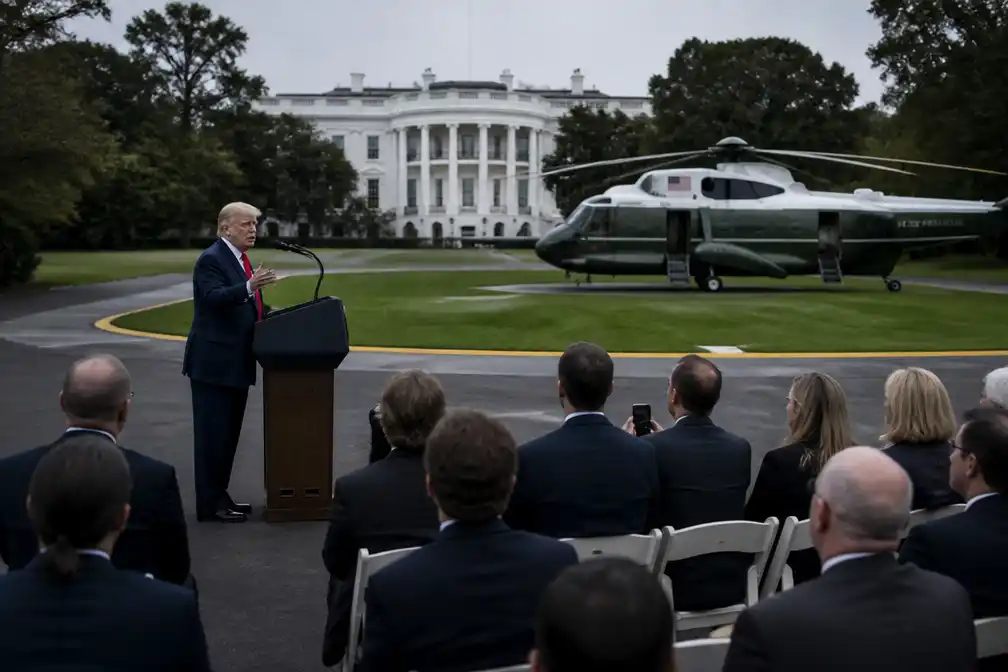 Trump onverstaanbaar bij opening helikopterlandingsplek Witte Huis