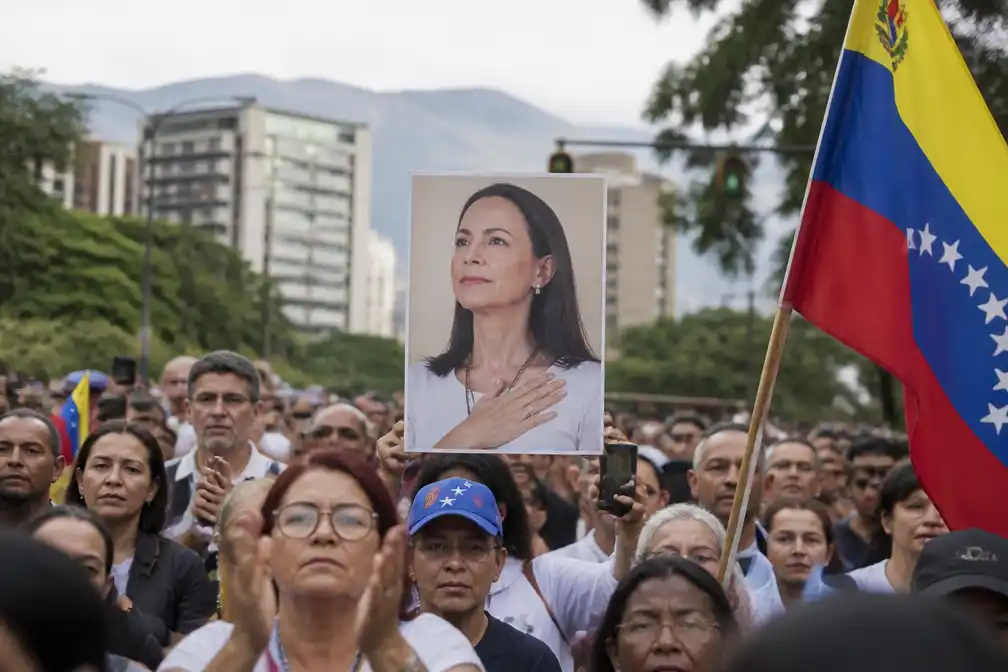 Honderden demonstreren in Caracas voor oppositieleider Machado