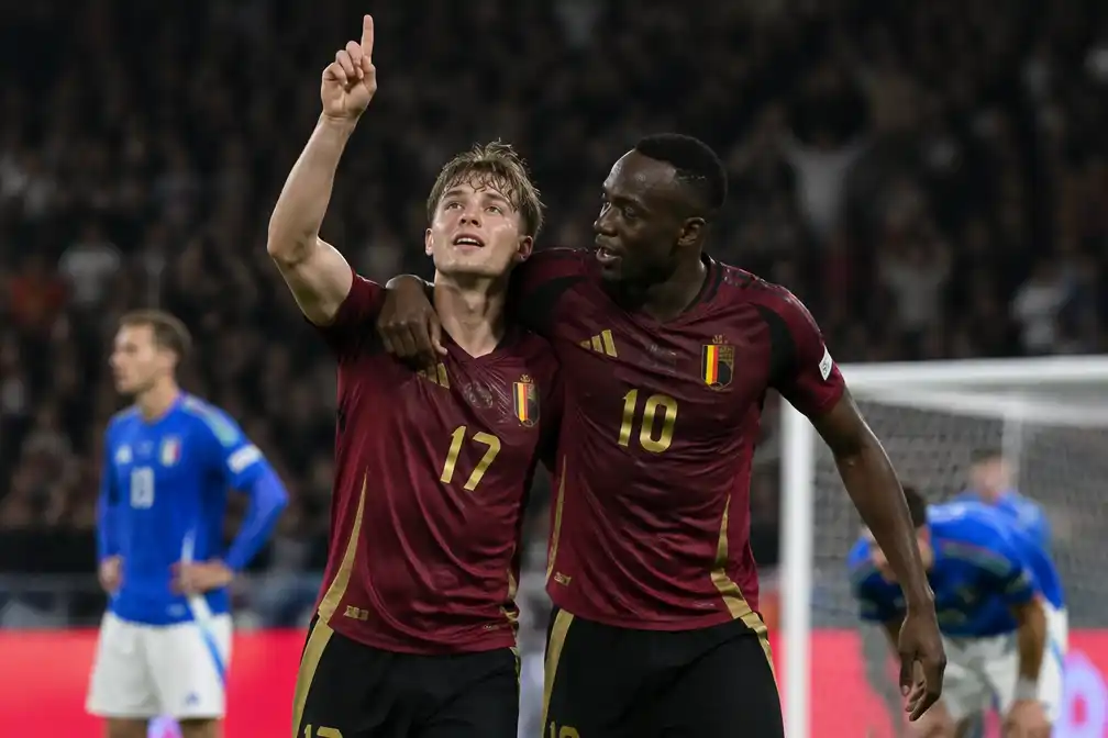België verslaat Italië met 0-2 in Nations League bij debuut Van Bommel