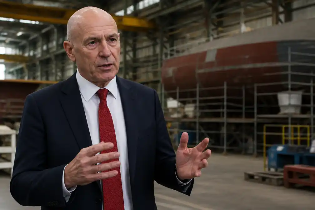 Healey belooft "nieuw industrieel tijdperk" en steun voor Britse scheepsbouw