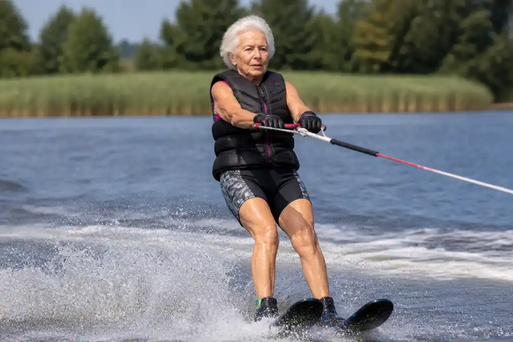 Wilma Bloemen (92) blijft waterskiën ondanks meerdere bezoeken aan spoedeisende hulp