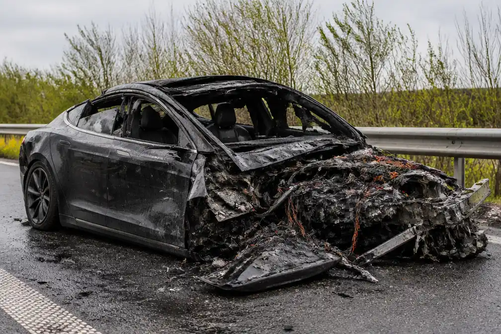Tesla Model S Plaid total loss na klapband op Autobahn bij bijna 300 km/u