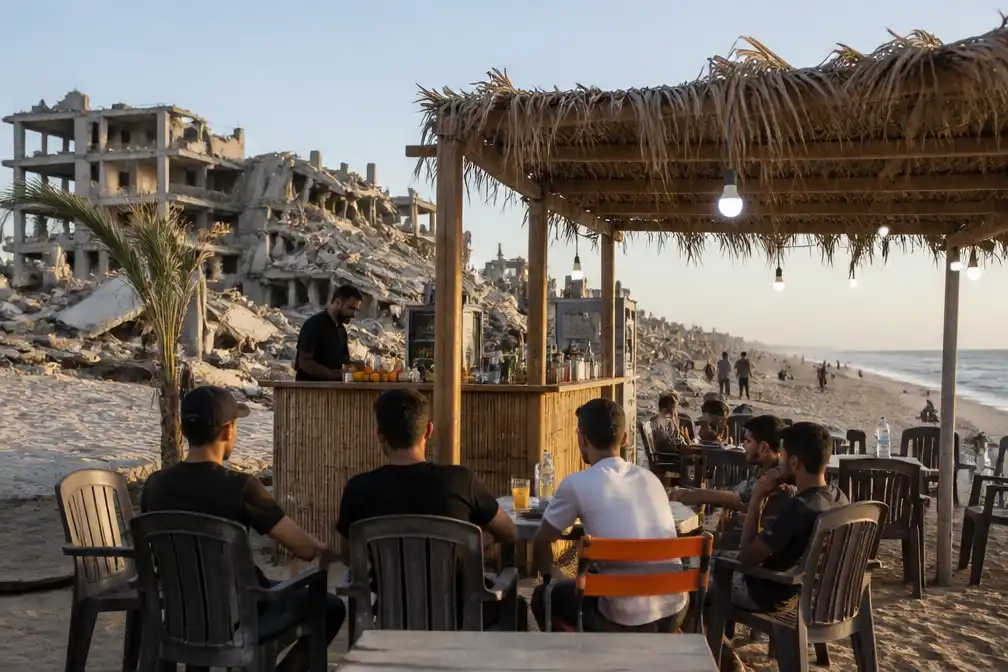 Hind opent eerste strandtent in Gaza, terwijl ellende onder staakt-het-vuren aanhoudt