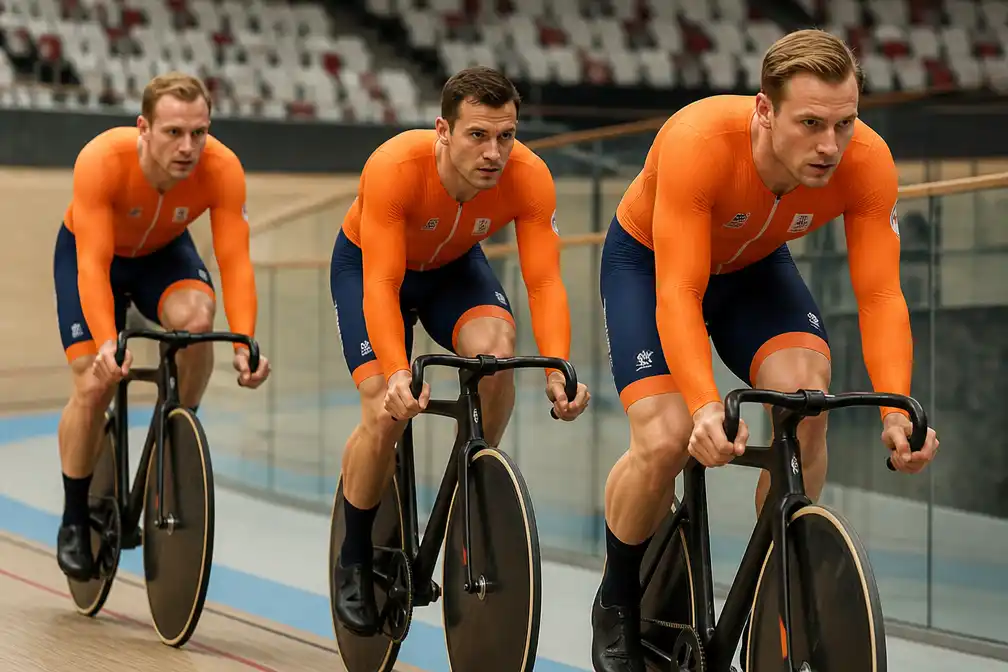 Lavreysen, Van den Berg en Hoogland jagen in Shanghai op zevende wereldtitel teamsprint