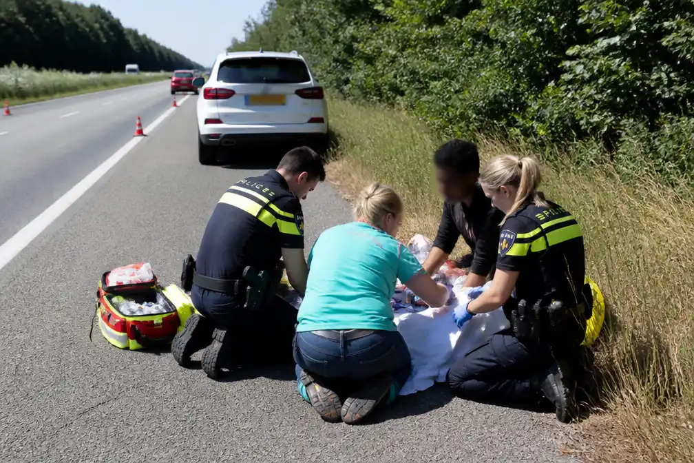 Vrouw bevalt langs N44 in Wassenaar tijdens code rood