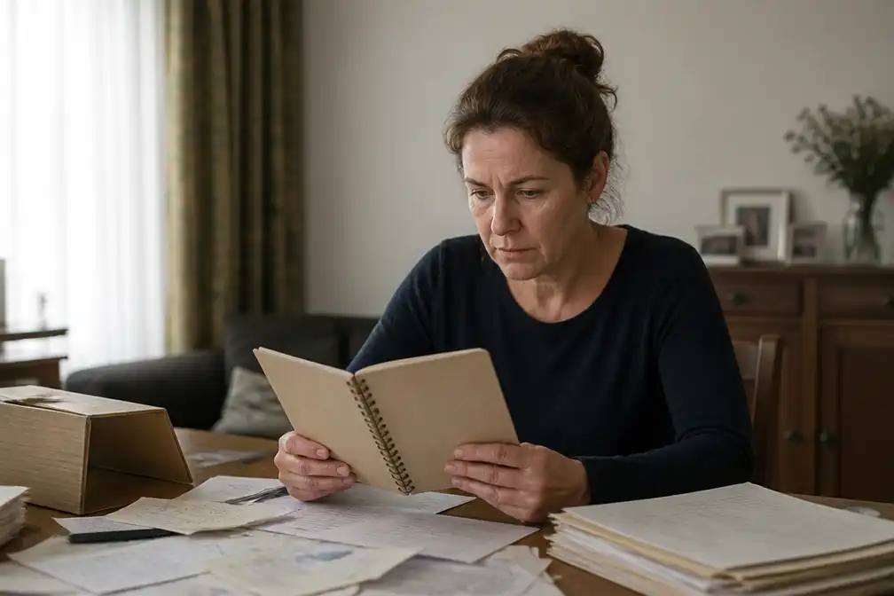 Karin (47) verliest beide ouders kort na elkaar en vindt schrift over haar adoptie