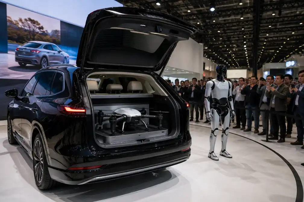 XPeng toont in Parijs auto met drone in kofferbak en plannen voor robots