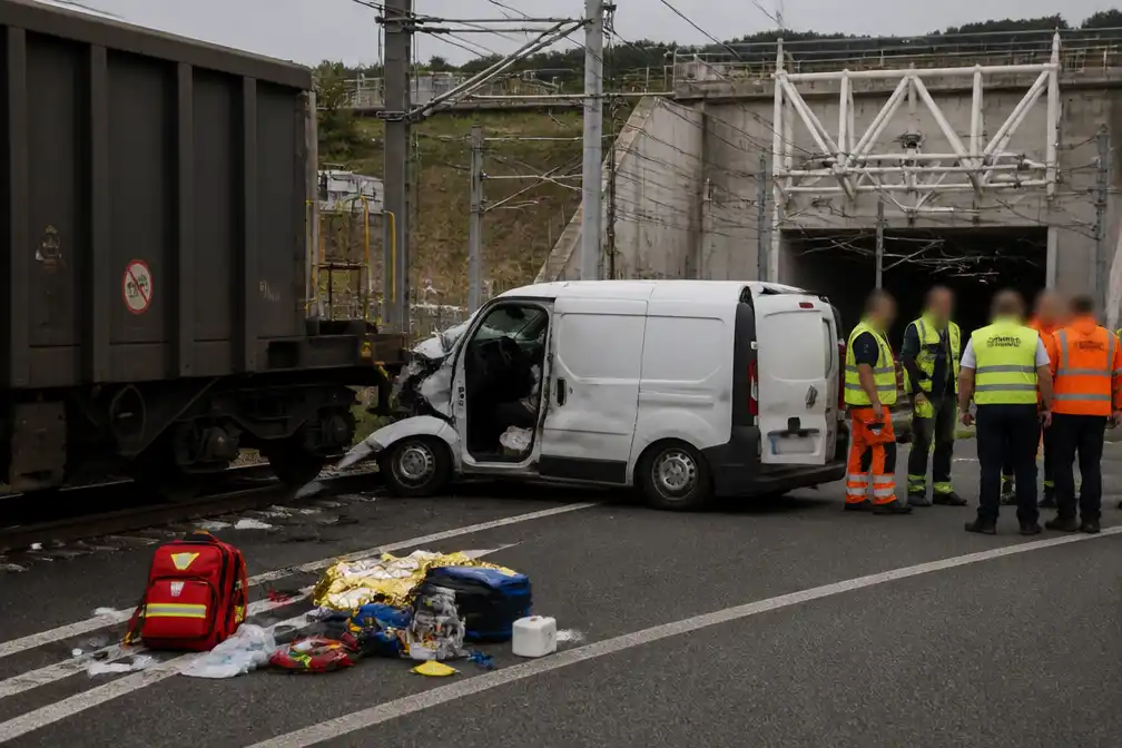 Busje botst op stilstaande goederentrein bij Kanaaltunnel: 19 gewonden