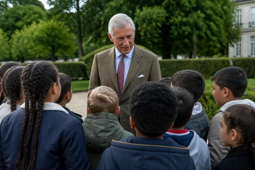 Koning Filip ontmoet Brusselse leerlingen op het Koninklijk Domein van Laken