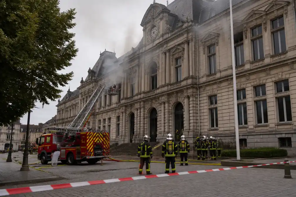 Brand in stadhuis Limoges onder controle, zeventien aanhoudingen