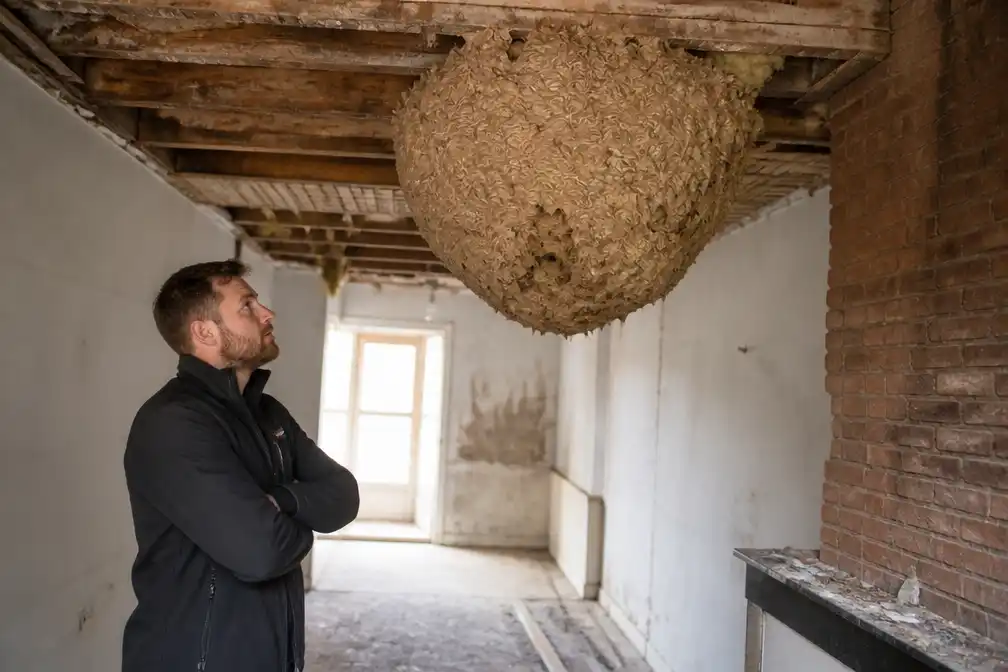 Leegstandsbeheerder Pieter vindt ongezien groot hoornaarsnest in leegstaand huis in Ieper