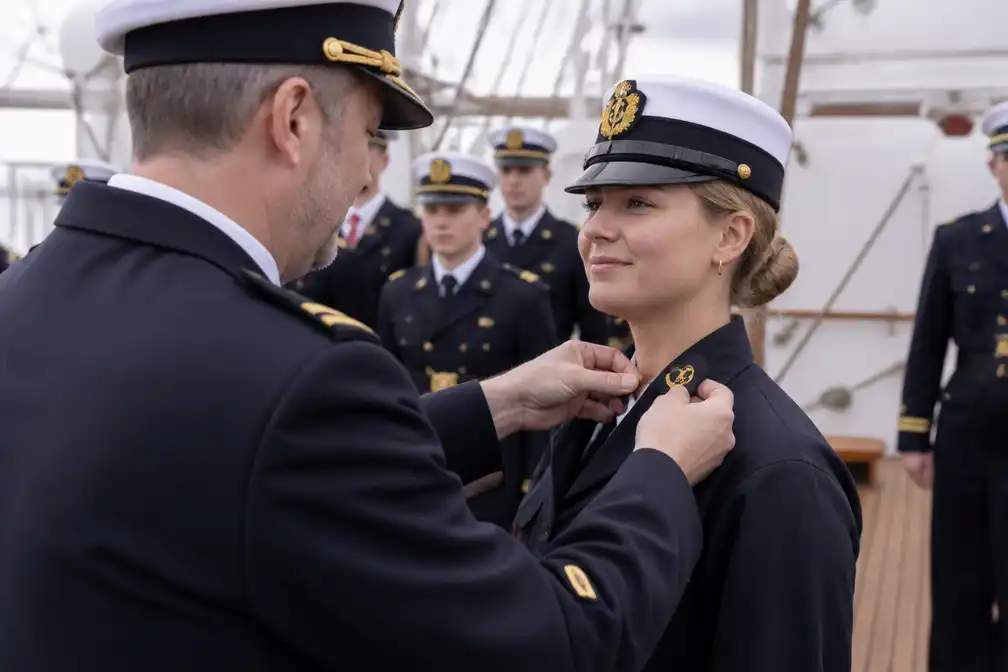 Prinses Amalia bevorderd tot sergeant bij Koninklijke Marine in Den Helder