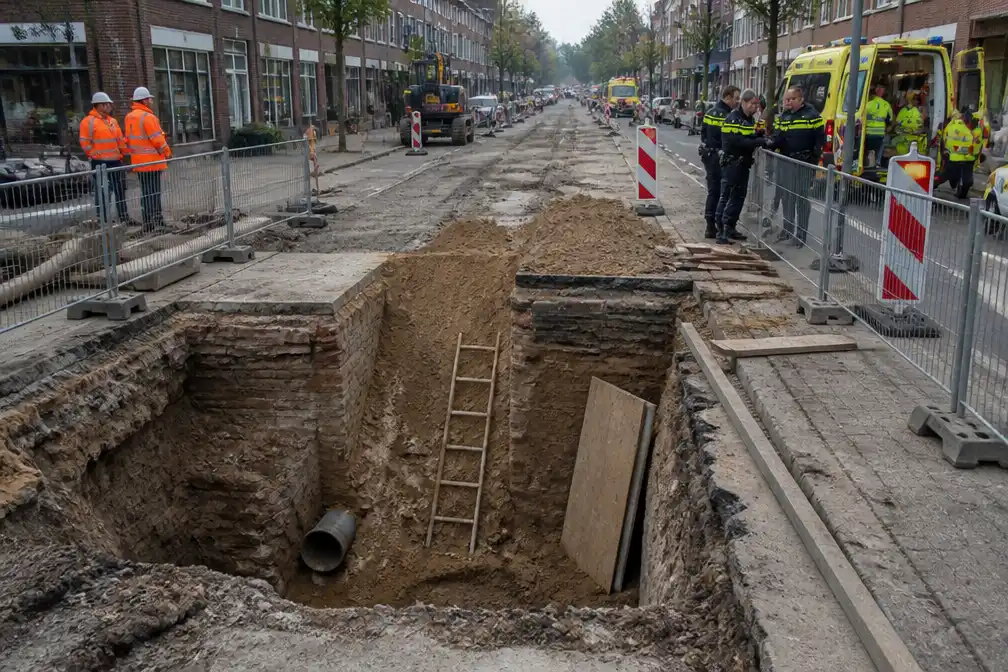 Fietsster naar ziekenhuis na val in diepe put bij rioolwerkzaamheden in Eindhoven
