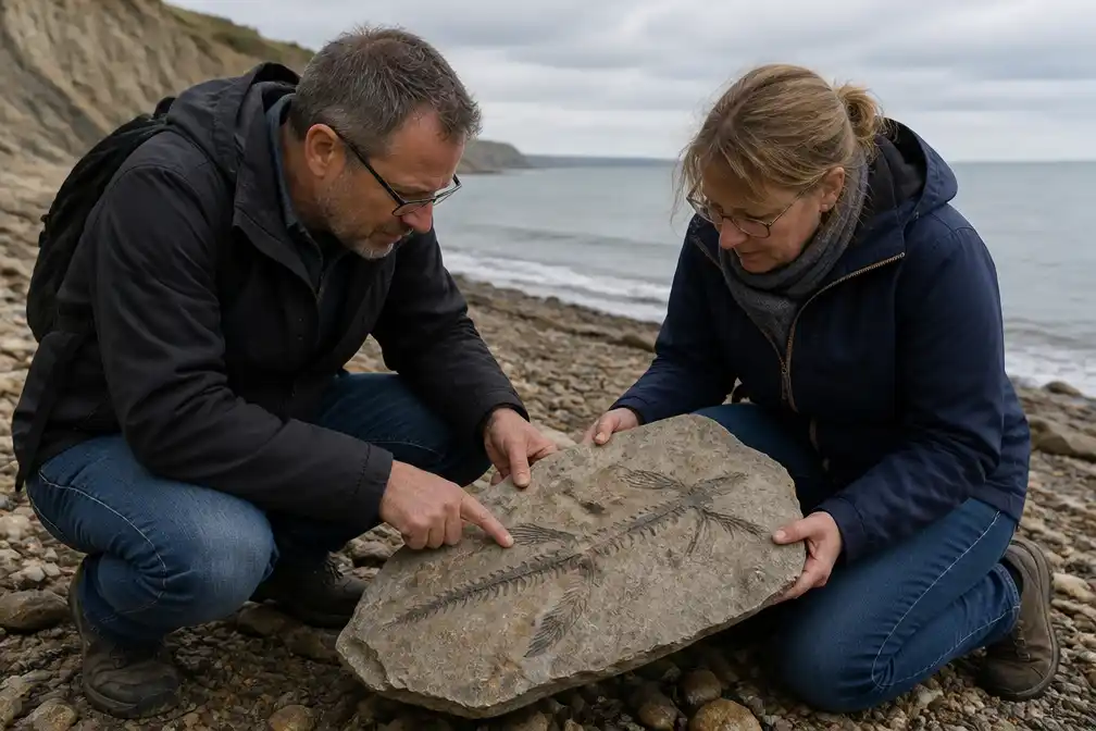 Belgisch koppel vindt 174 miljoen jaar oud 'zeedraak'-fossiel op strand in Dorset