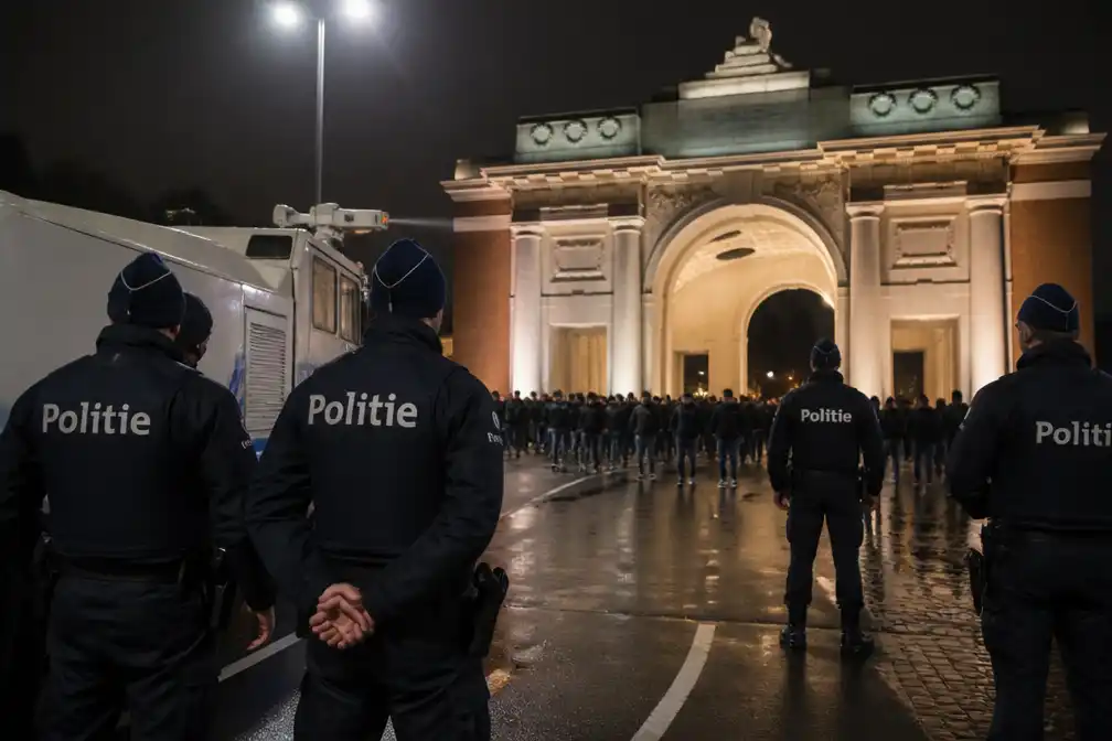 Hooligans van vier clubs trekken Ieper binnen, politiemacht voorkomt confrontatie