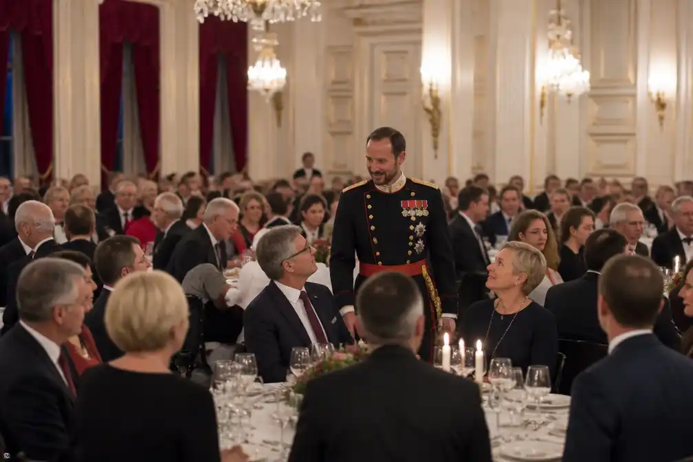 Koning Haakon serveert eland met puree aan het Noorse parlement