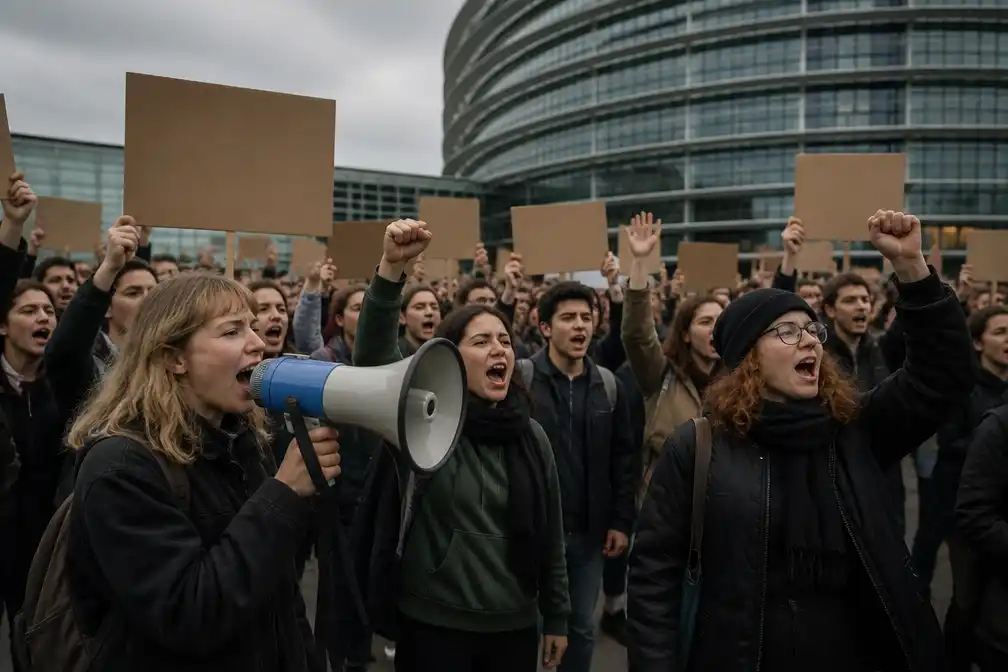 Europese jongeren protesteren tegen 'gerontonomie' en confronteren politiek midden