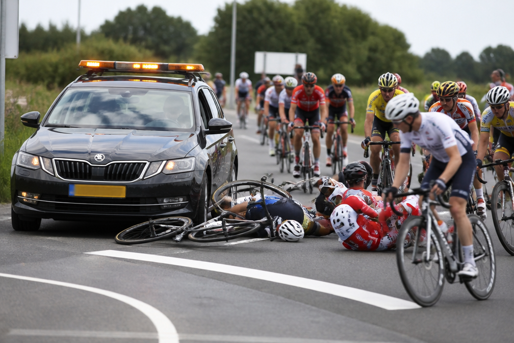 Chaos en crash met juryauto kosten Huub Artz bijna Tourdebuut