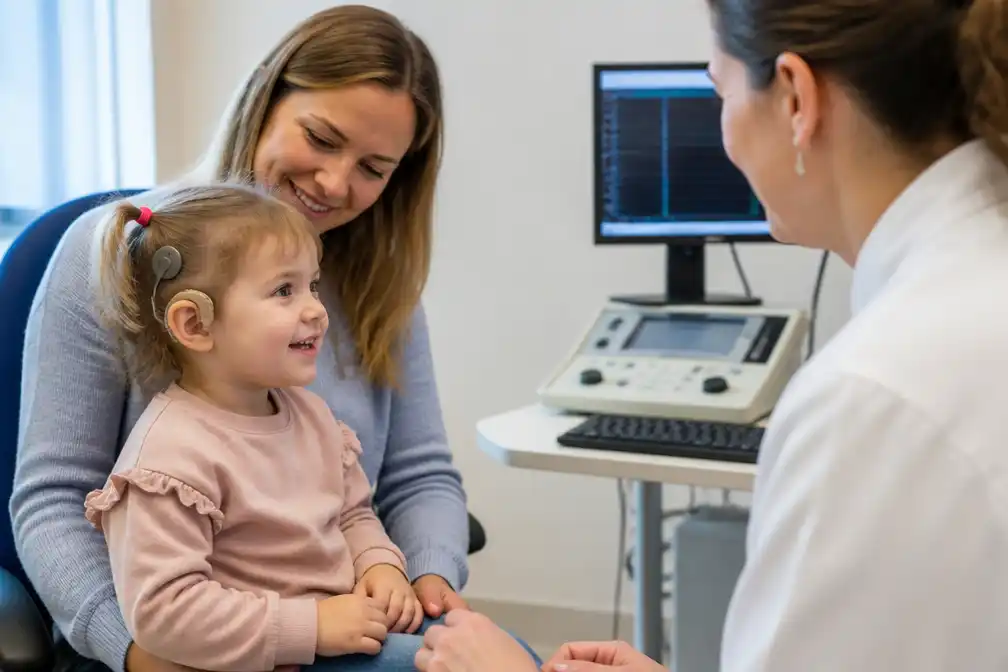 Lize (3) werd volledig doof geboren en tatert nu dankzij implantaten; UZ Leuven test unieke technologie