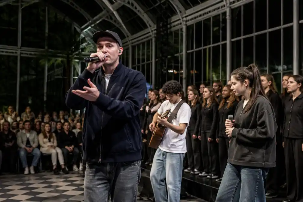 Tourist LeMC deelt podium met jong talent op benefietconcert Our Voice in Vlinderpaleis
