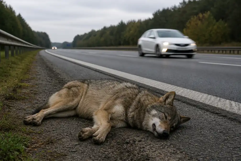 Grote mannetjeswolf doodgereden op E34 tussen Zoersel en Lille