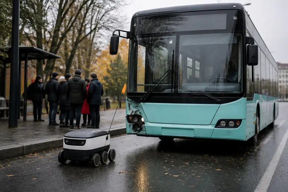 Bezorgrobot veroorzaakt busongeval in Tallinn: negen gewonden, robot rijdt door